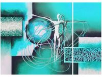 70X50CM TAŃCZĄCE POSTACIE NIEBIESKIM DWÓJ OBRAZ DRUK NIESYMETRYCZNY