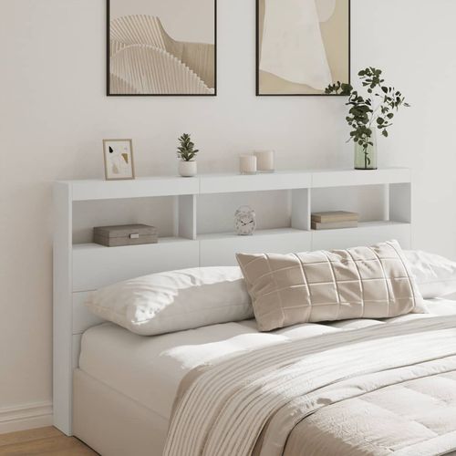 Zagłówek z półkami i oświetleniem LED, biały, 180x17x102 cm na Arena.pl