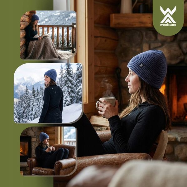 Czapka WOOLCANO MERINO 100% HAT0440 granatowy U zdjęcie 4