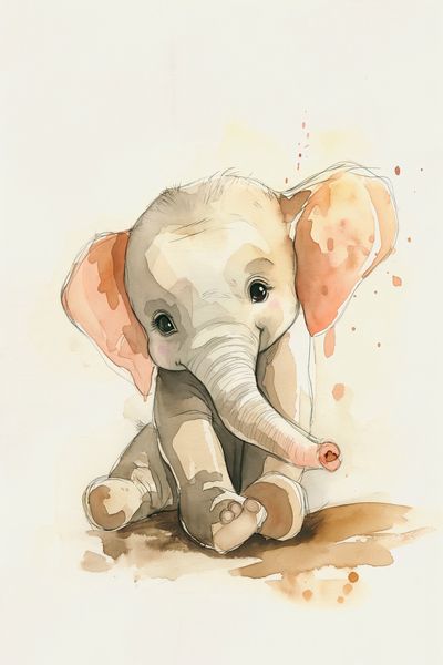 Plakat 20x30cm Siwy Słonik zdjęcie 1