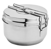 NACZYNIA BIWAKOWE GARNEK Z UCHWYTEM I MISKA CHROM