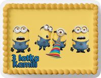 PROSTOKĄTNY OPŁATEK NA TORT A4 20x29CM - MINIONKI BAJKA + IMIĘ