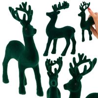 RENIFER FLOKOWANY OZDOBNY ZIELONY WELUROWY FIGURKA DEKORACJA ŚWIĄTECZNA STROIK