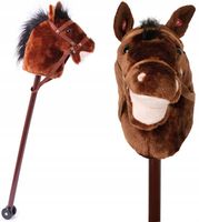 HOBBY HORSE KONIK NA KIJU BRĄZOWY DŹWIĘK RŻY 98 CM