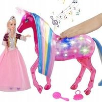 MAGICZNY JEDNOROŻEC ZE ŚWIATŁEM I DŹWIĘKIEM DLA DZIECI BETTINA ZESTAW