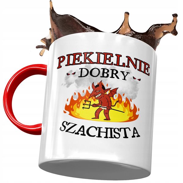 Kubek Czerwony Dla Szachisty Piekielnie Dobry Z Nadrukiem Ze Zdjęciem zdjęcie 1