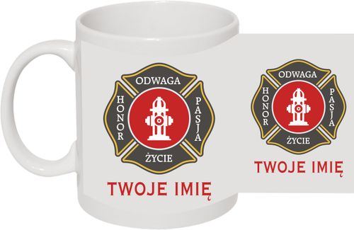 Straż pożarna OSP kubek strażaka z nazwą jednostki na Arena.pl