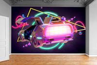 Fototapeta RETRO NEONOWY SAMOCHÓD 390x280