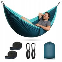 HAMAK 300x200cm NA ZEWNĄTRZ HAMAKI OGRODOWE ULTRALEKKI PODRÓŻNY WYTRZYMAŁY