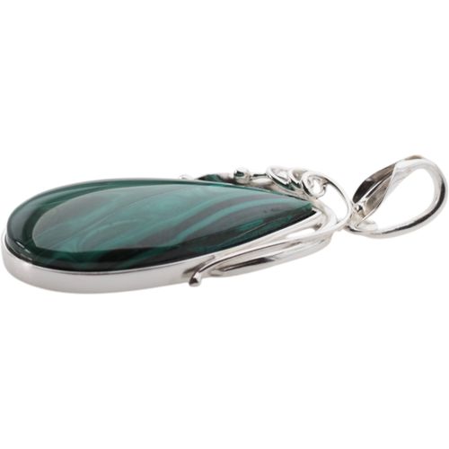 Zawieszka malachit łza w srebrze z liśćmi na Arena.pl