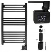 GRZEJNIK ELEKTRYCZNY ŁAZIENKOWY Drabinka Czarny Ścienny 90x50cm 600W Timer