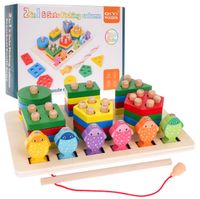 Drewniana Zabawka Edukacyjna 2W1 Dla Dzieci 3+ Układanka Sensoryczna + Gra