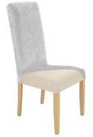 Pokrowiec Na Krzesło Wysokie Oparcie Jasny Szary Welur Elastyczny