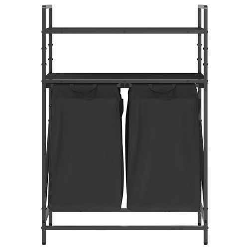 Kosz na pranie 2 przegrody z półkami, czarny dąb na Arena.pl