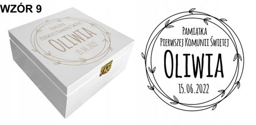 Prezent pudełko komunia białe grawer pamiątka imię Pamiątka Komunijna na Arena.pl