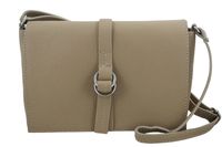 Prostokątna torebka z ozdobną klapką - Beżowa