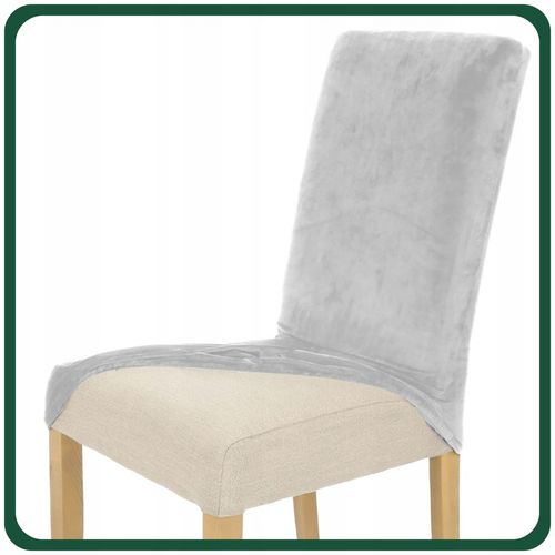 ZESTAW 6 SZT. POKROWCE POKROWIEC NA KRZESŁO JASNY SZARY WELUR ELASTYCZNY na Arena.pl