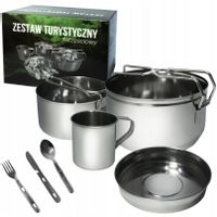 NACZYNIA TURYSTYCZNE MENAŻKA STALOWA ZESTAW 7 EL.
