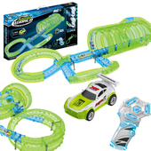 Mega Xxl Tor Wyścigowy Elektryczny Park  Zestaw Kolejka Autka Pilot Klocki