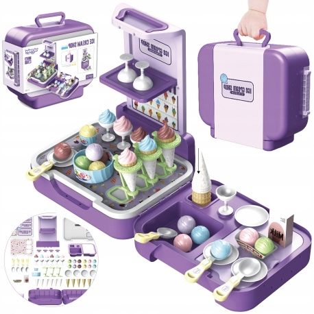 Walizka z Lodami 3w1 Kuchnia Sklepik Lodziarnia Przenośna 62 el. Woopie 3+ na Arena.pl