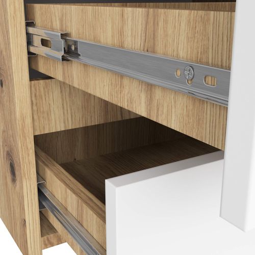 Komoda do salonu CL 100 cm 6 szuflad mała - dąb artisan biała na Arena.pl