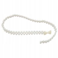 Pasek perełki na gumce kokardka kolor srebrny z małymi perełkami i perełką