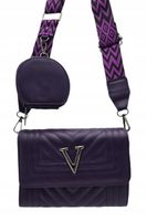 Victoria J. - torebka listonoszka przeszycia pasek BOHO fioletowy VJ-944