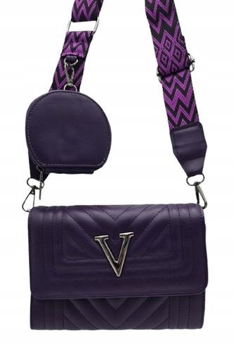 Victoria J. - torebka listonoszka przeszycia pasek BOHO fioletowy VJ-944 na Arena.pl