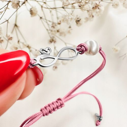 Bransoletki dla dziewczynek srebrna nieskończoność bransoletka na sznurku na Arena.pl