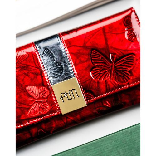 lakierowany portfel damski ze skóry naturalnej w czerwonym kolorze na Arena.pl