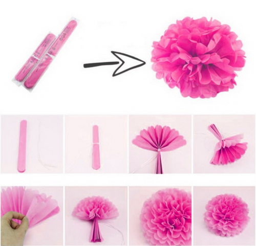 POMPON Z BIBUŁY KOLORY DEKORACJE URODZINY ŚLUB na Arena.pl