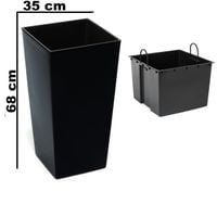 Doniczka wysoka z wkładem połysk Czarny H 680 mm