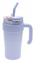 KUBEK TERMICZNY Ze SŁOMKĄ Z UCHWYTEMNa Kawę Herbatę TERMOS 600ml A2651