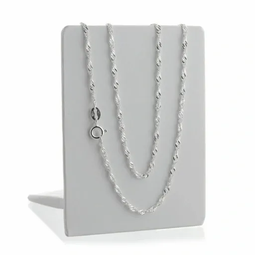 DAMSKI SREBRNY NASZYJNIK ŁAŃCUSZEK SINGAPUR DELIKATNY LŚNIĄCY 925 PREZENT zdjęcie 7
