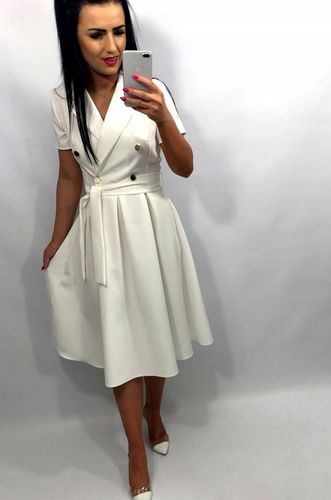 Sukienki Damskie na Komunię Chrzciny Wesele Elegancka Rozkloszowana Róż M na Arena.pl