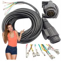 Wiązka przyczepki przyczepy z wtyczką 13 pin długość 7m wtyczka z przewodem