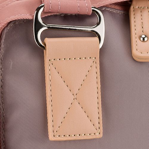 różowo-szary plecak damski z poliestru i skóry ekologicznej, na Arena.pl