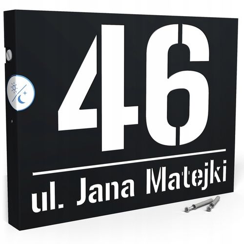 PODŚWIETLANY NUMER NA DOM TABLICZKA ADRESOWA LED 40X30 cm CZUJNIK ZMIERZCHU na Arena.pl