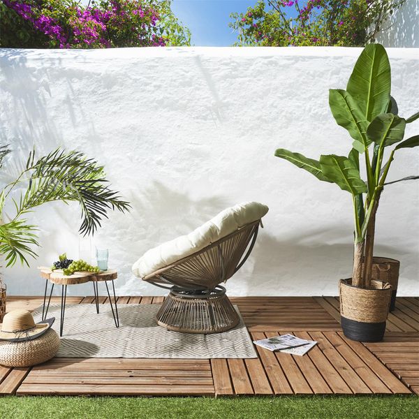 Fotel Nucan biały/naturalny obrotowy zdjęcie 4