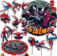 ZESTAW OPŁATEK NA TORT 20CM + TOPPERY - SPIDER MAN+ IMIĘ 15CM 18CM