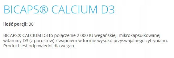 Bicaps Calcium D3 wapno FORMEDS 60 kapsułek zdjęcie 2