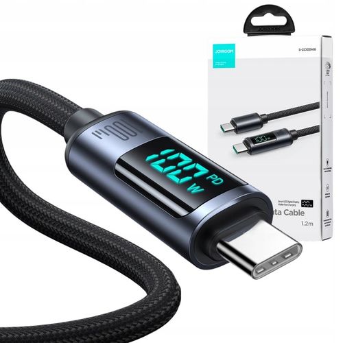 JOYROOM KABEL Z WYŚWIETLACZEM USB-C SZYBKIE ŁADOWANIE USB TYP C 5A 100W 1M na Arena.pl