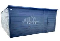 GARAŻ BLASZANY 4,5m x 6m poziom - spad tył Brama - antracyt grafit - dodatkowe drzwi TS231 4,5x6