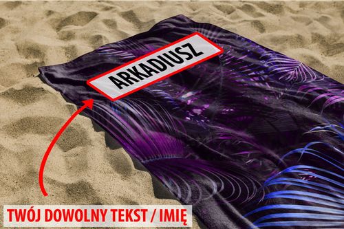 RĘCZNIK Fioletowe liście z twoim dowolnym tekstem 100x75cm 019D na Arena.pl
