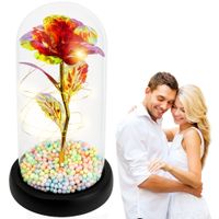 Wieczna róża w szkle kopuła led szkło świecąca lampka na prezent wzór 4