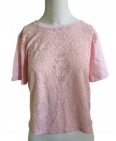 DAMSKI T-SHIRT KOSZULKA CROP TOP TRUSSARDI JEANS RÓŻOWY DEVORI ROZ. XS