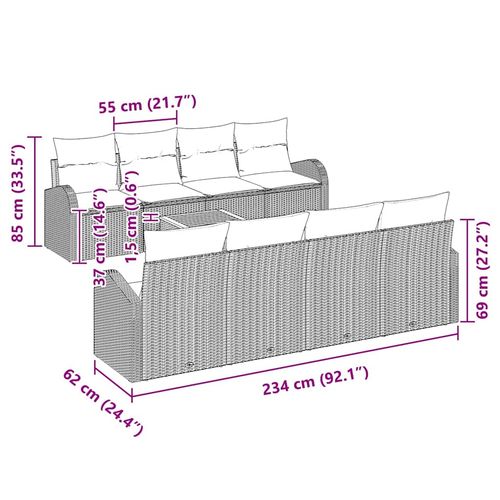 Zestaw Sof na Ogród 9 pcs Czarny Polirattan na Arena.pl