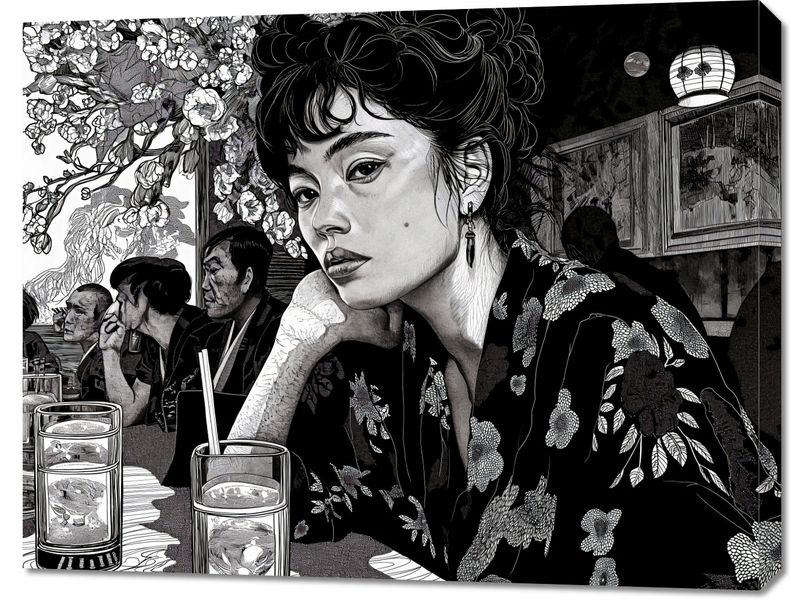 Obraz 90x70cm Czarne Kimono zdjęcie 1