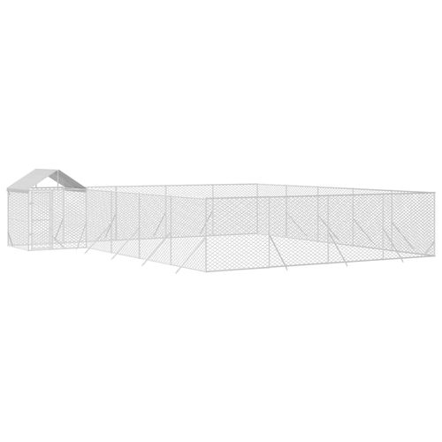 Kojec dla psa, z dachem, srebrny, 10x8x2,5m, stal galwanizowana na Arena.pl