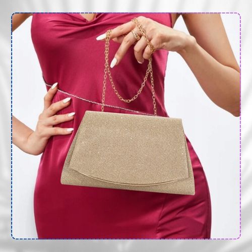 Kopertówka Wizytowa Mała ZŁOTA Torebka Wieczorowa ŁAŃCUSZEK Elegancka Mini na Arena.pl